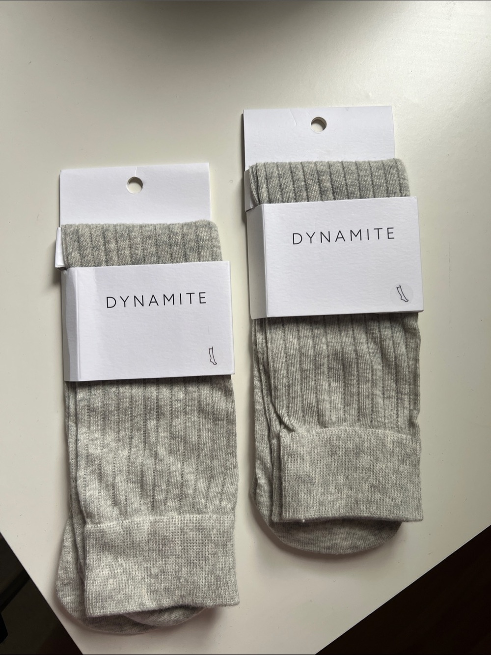Dynamite Light Ribbed Crew Socks NWT